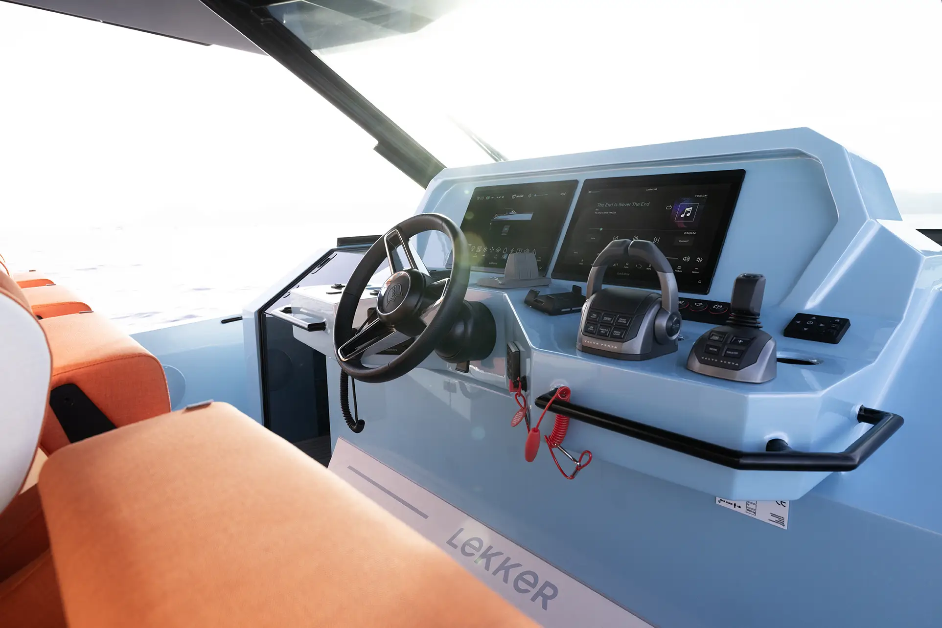 Lekker 45 cockpit and helm area with bucket seats