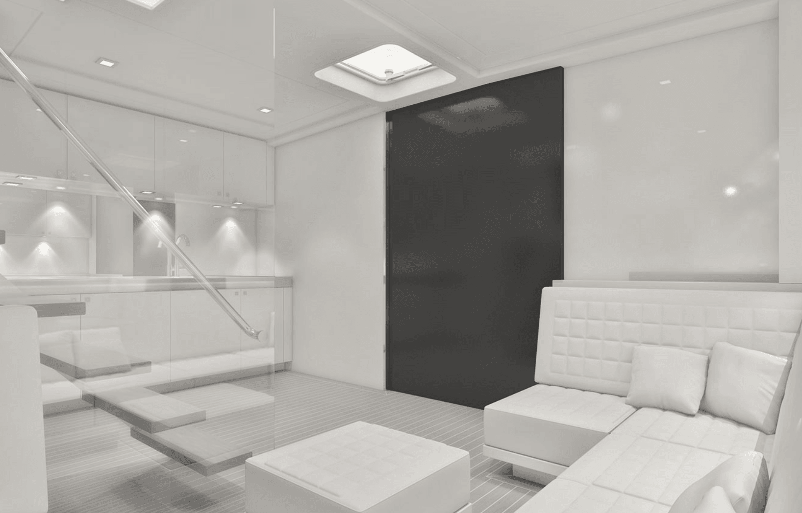 Three cabins, beach-club aft