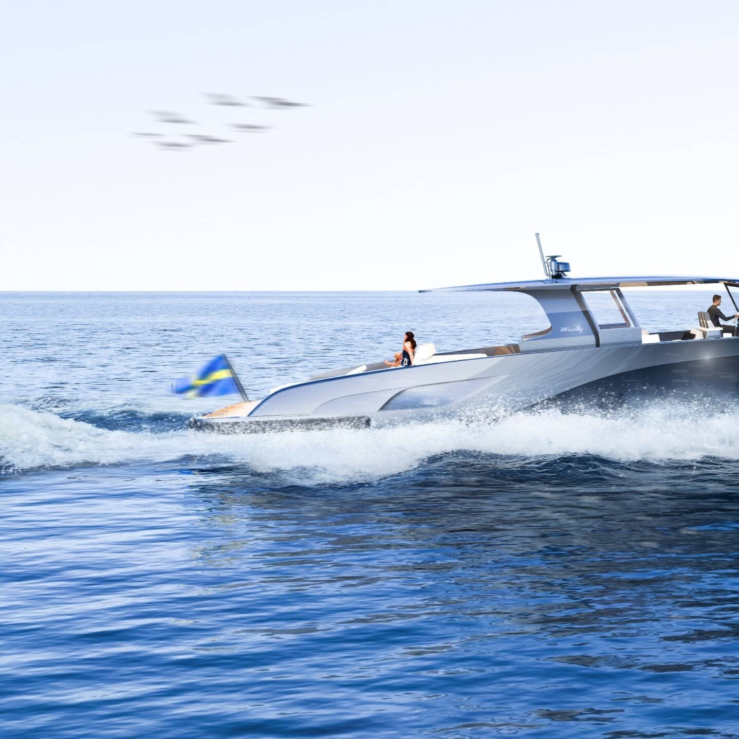 Windy SR 77 propulsion render showing waterjet and IPS options