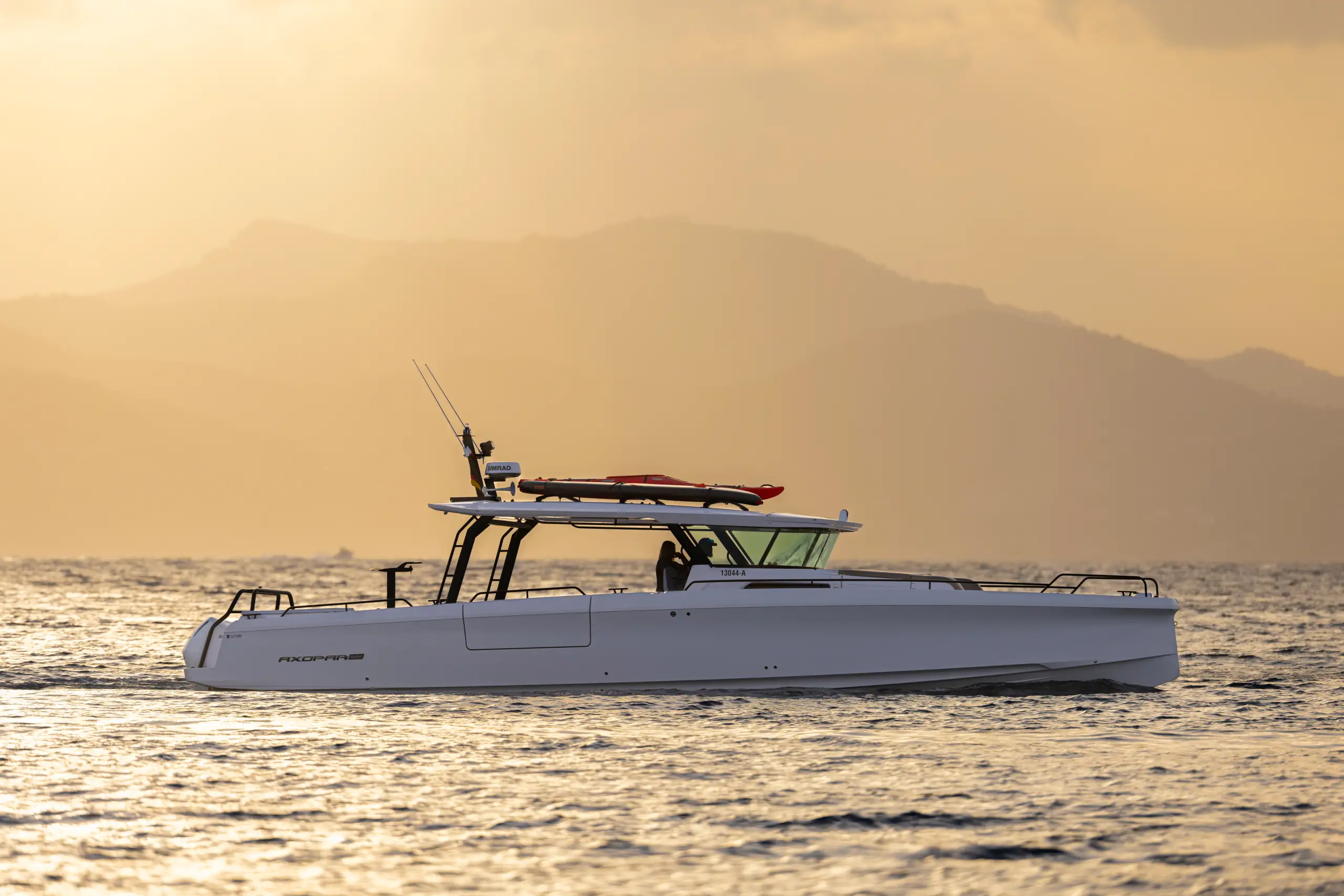 Axopar 45 Cross Top on the water, side profile