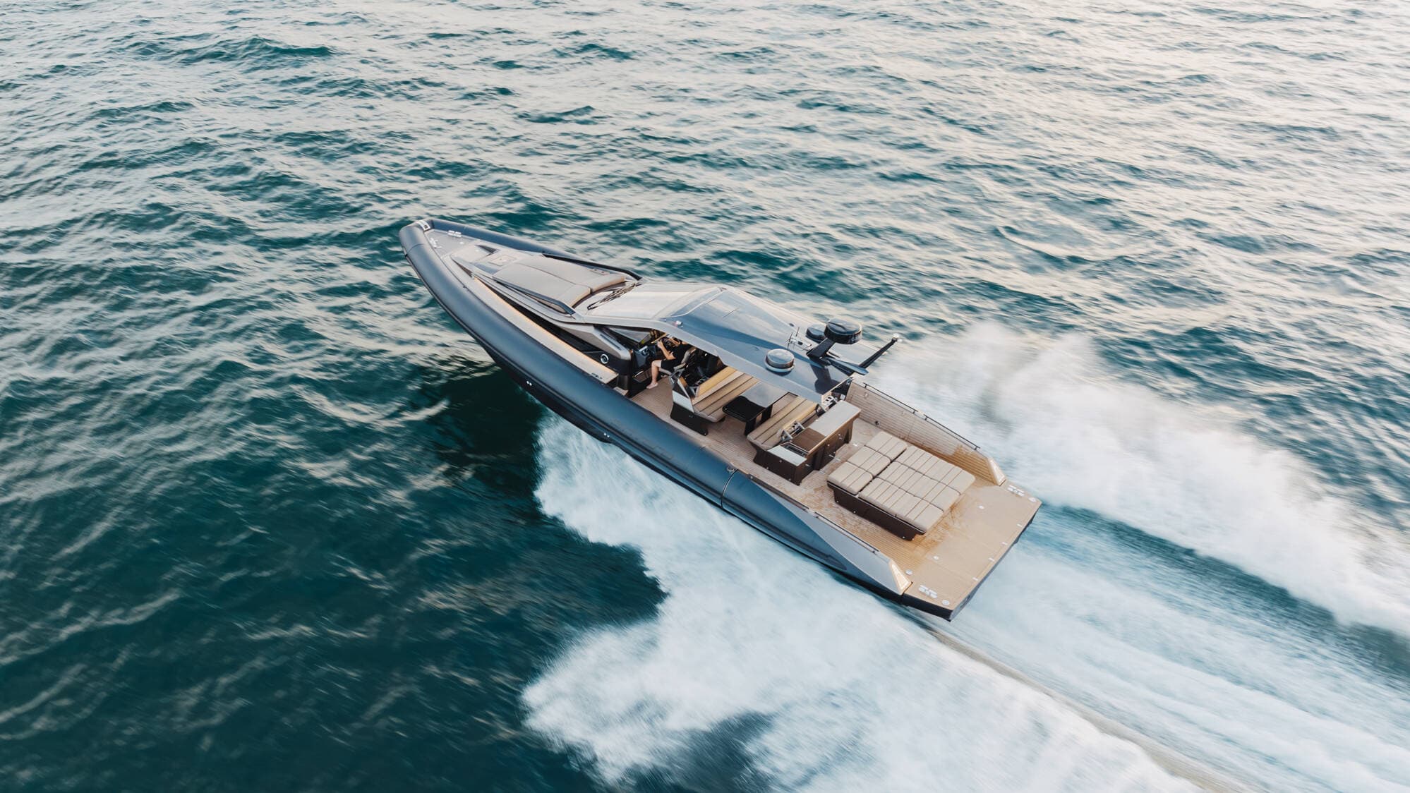 Anvera 48 aerial view underway at sea