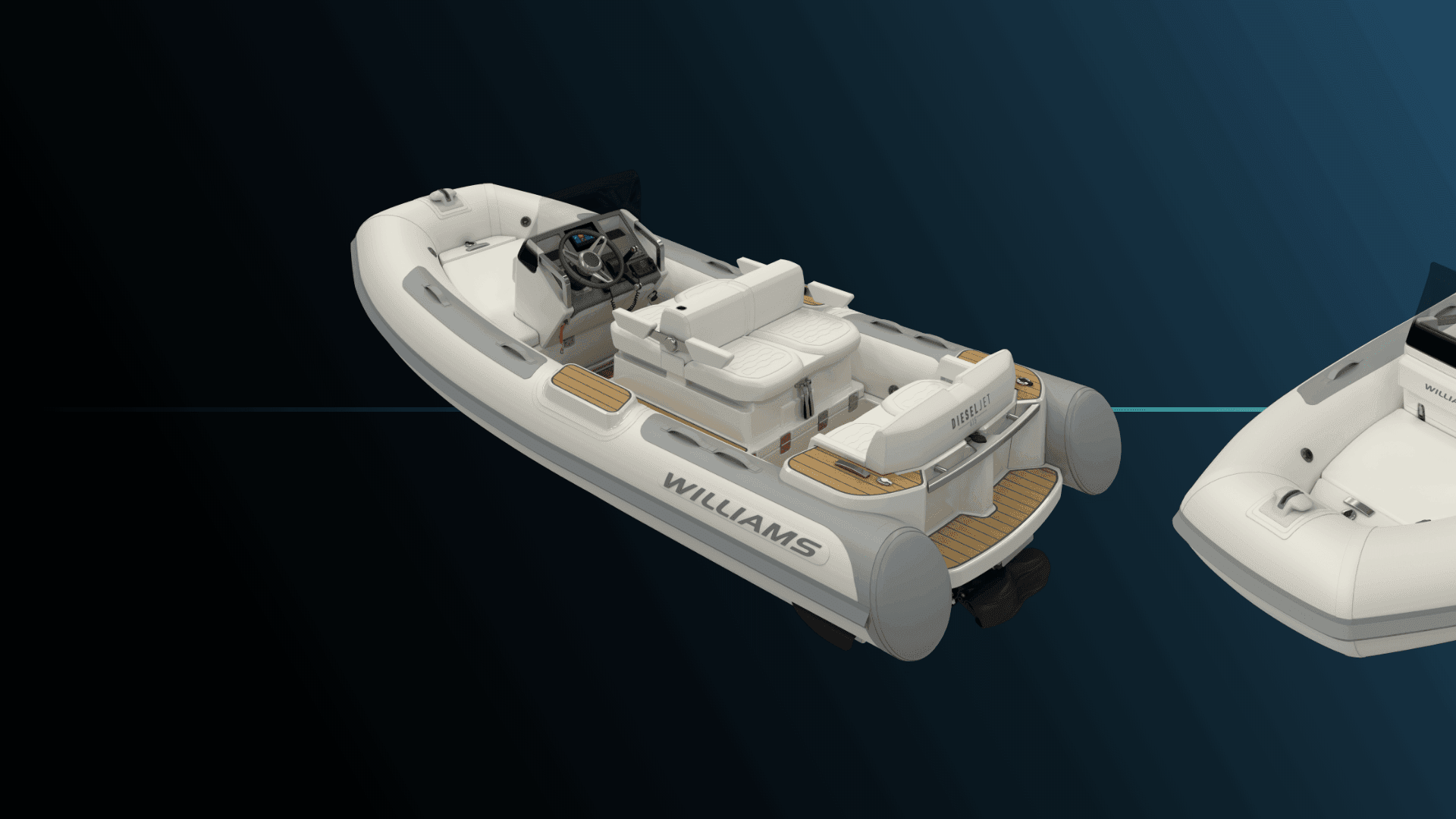 Williams DieselJet 415 jet tender underway