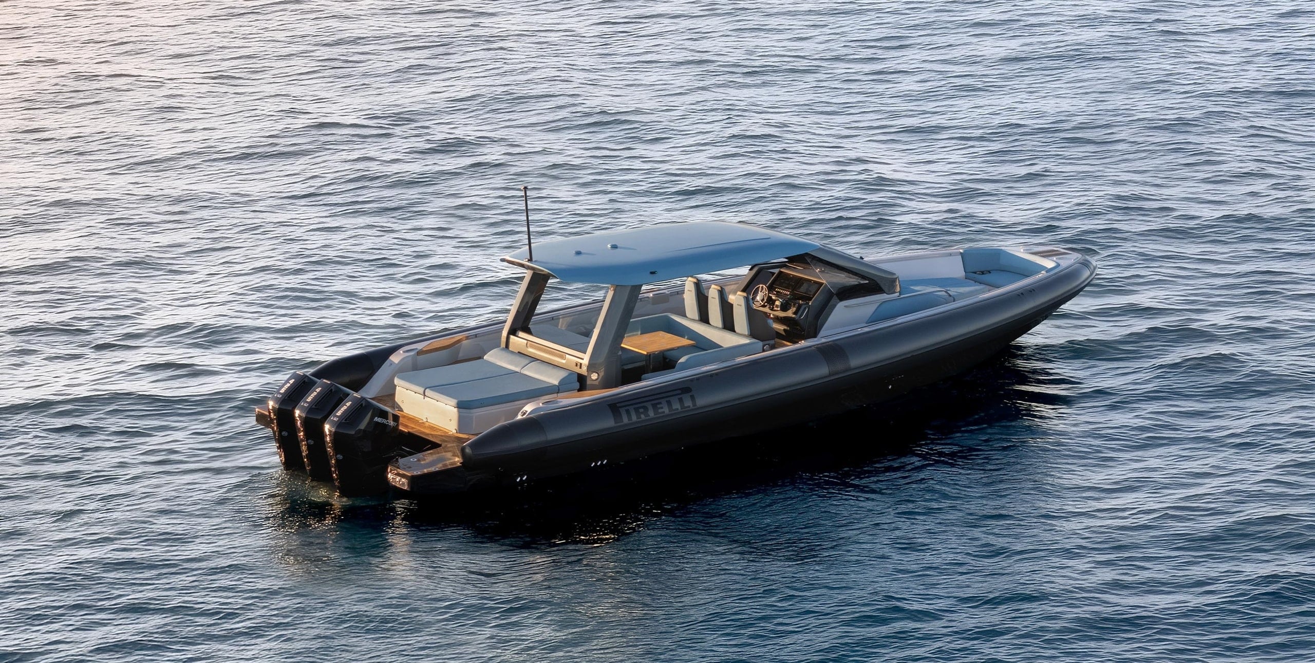 Pirelli 47 maxi-RIB underway, hero exterior shot