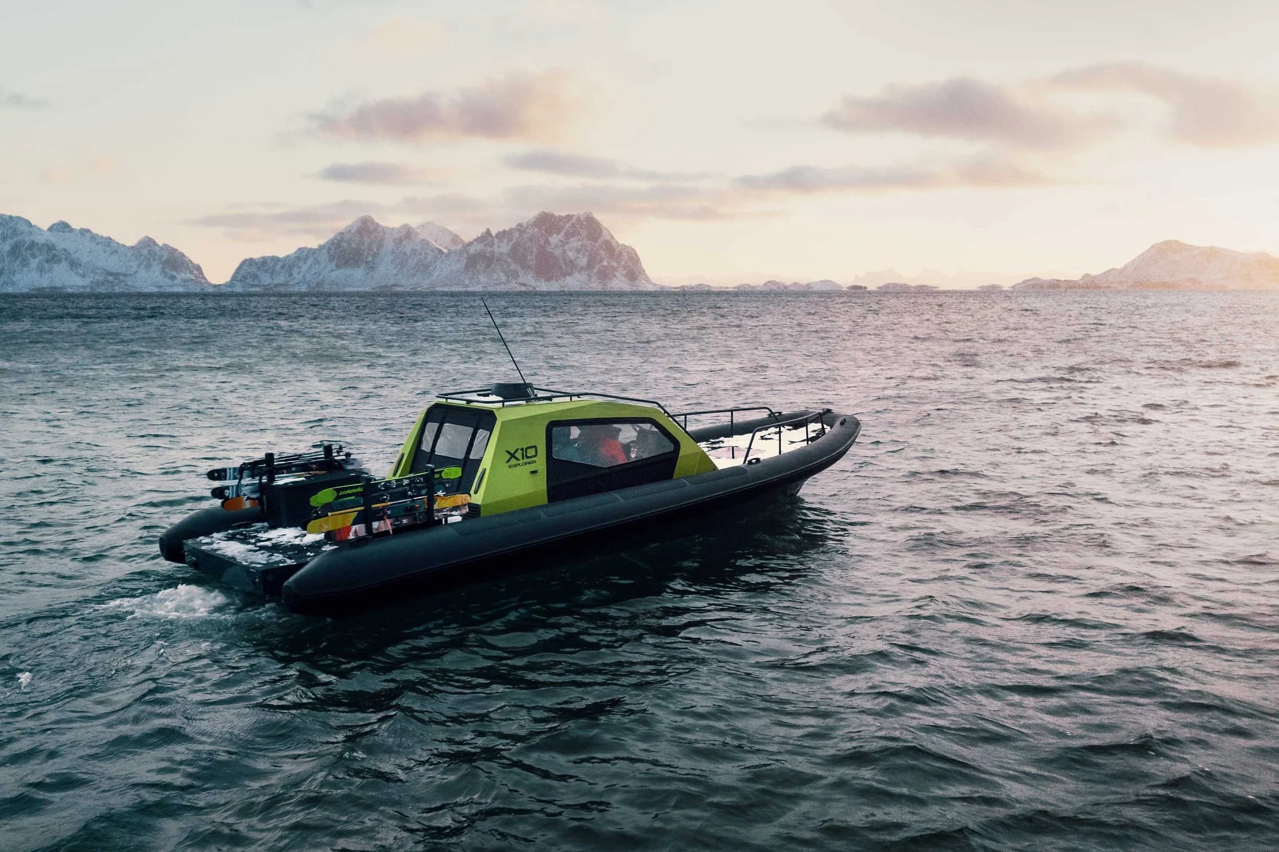 Goldfish X10 Explorer running in open water near Lofoten, Norway