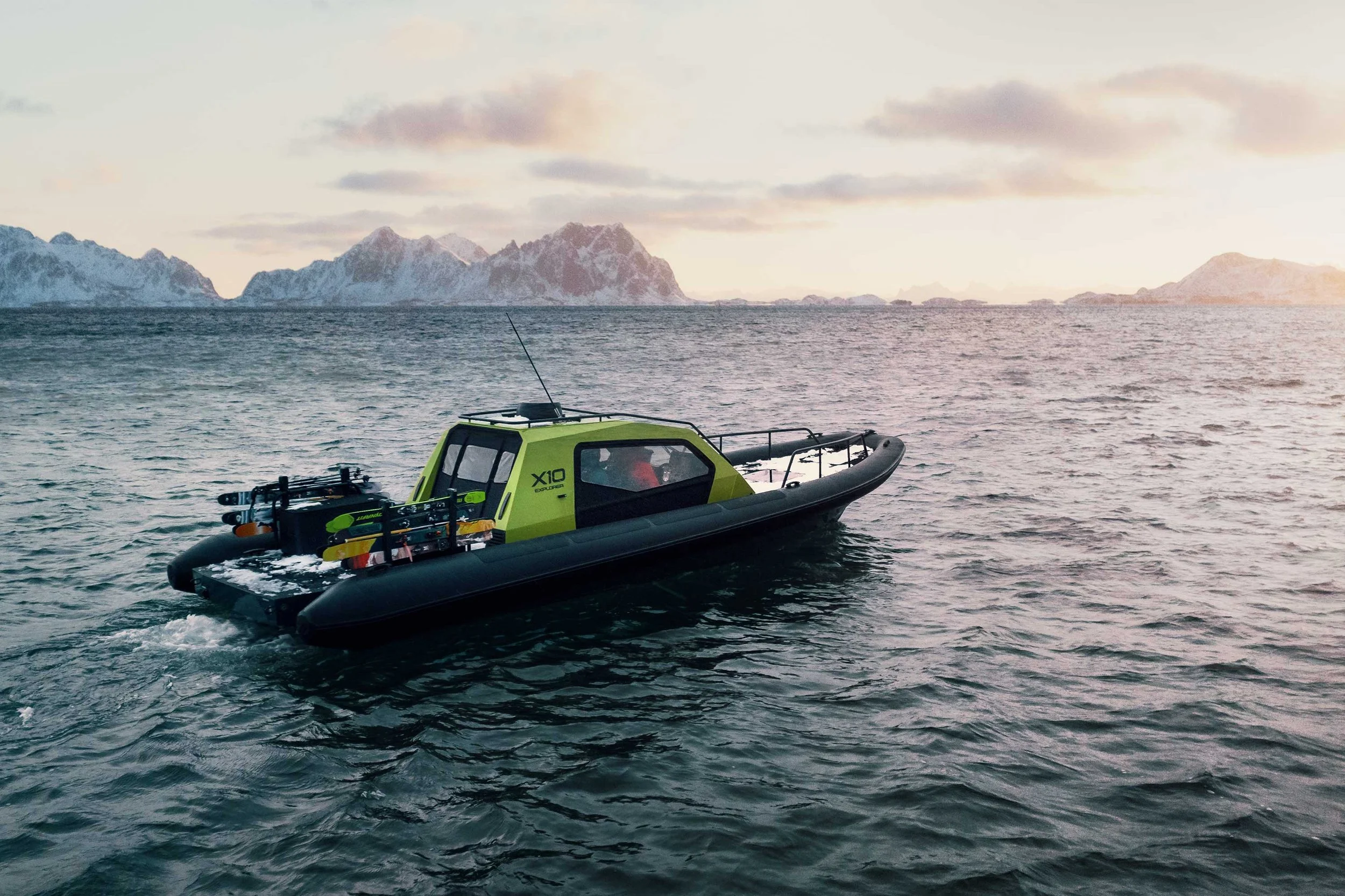 Goldfish X10 Explorer running in open water near Lofoten, Norway